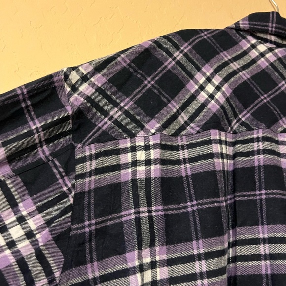 NWT Rue+ Purple/Navy/White Plaid Flannel Shirt - Picture 13 of 15